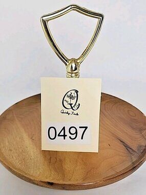 Oregon Made in USA Myrtlewood Gold Metal Handle Wooden Server Dish Brown Vintage